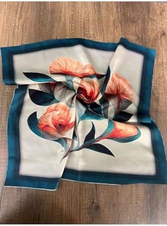 Şifon Saten Fular Bandana Desenli Fular Aksesuar - Görsel 2