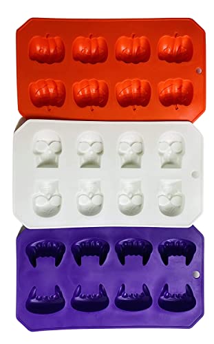 Set Of 3 Spooky Halloween Shaped Ice Cube Tray / Food Molds - Fun Scary Designs (3) #TOP1