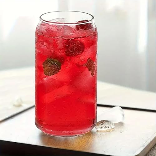 Image of criterion Drinking Glasses Set of 6 - Can Shaped Glass Cups, 490ml Iced Coffee, Smoothies, Soda, Beer, Water Tumblers | Unique Glass Cups Set | Dishwasher-Safe Glassware (6)