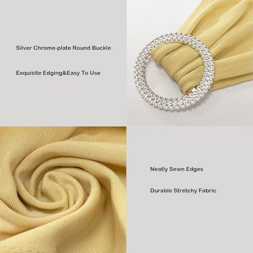 Image of Spandex Chair Sashes Bands, Champagne, 100PCS | Stretch Chair Ties Bows, With Buckle Slider, For Wedding Party Banquet Decoration