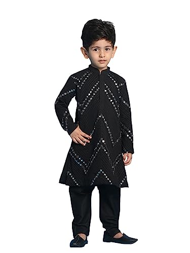 Image of VASTRAMAY Boys' Kurta Pyjama Set | Georgette Kids Ethnic Festive Outfit | Traditional Outfit