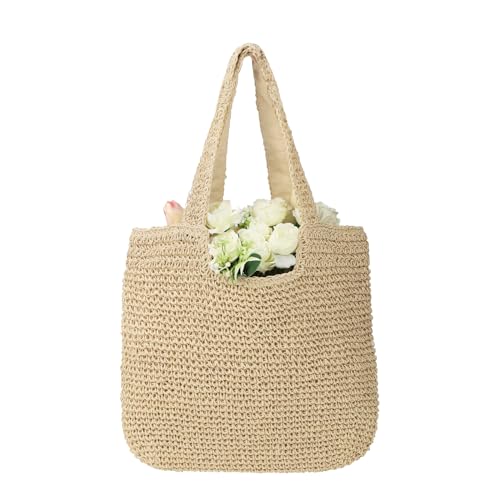Image of ZWIN Straw Beach Tote Bag for Women,Summer Beach Bag Rattan Handbag,Large Woven Tote for Holiday,Daily Use.Handmade Weaving Handbag.
