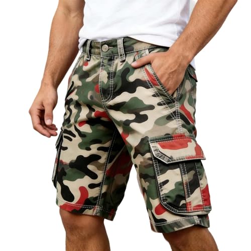 Short Cargo été Homme Imprimé WWricotta en Tissu Léger et Respirant