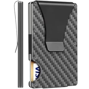 Gifts for Men, Minimalist Wallet for Men Carbon Fiber Card Holder RFID Blocking Slim Front Pocket EDC Metal Wallets