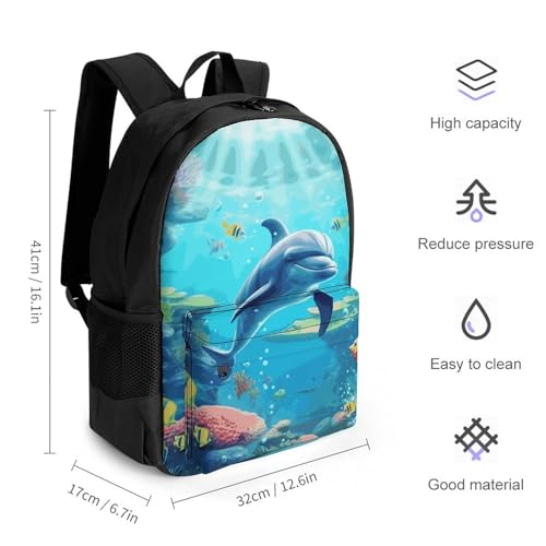 Mochila deportiva ligera con estampado de delfines miniatura 2