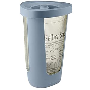 Rotho Fabu Müllsackständer gelber Sack mit Deckel, Kunststoff (PP recycelt), blau, 40 cm