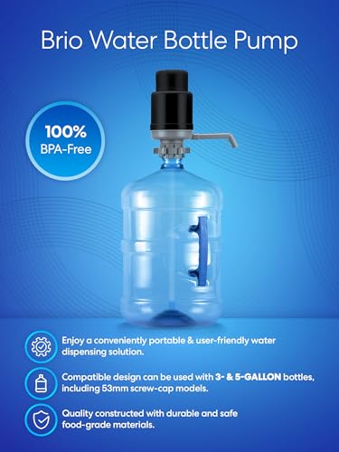Image of Brio Universal Water Bottle Pump | Manual Water Pump 1-5 Gallon Water Jug Dispenser for Camping Picnics and More! | 48mm & 55mm - (Multiple Color Options)
