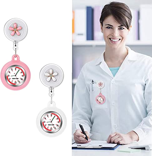 3X Retractable Nurse Watch for Nurses Doctors, Clip-on Hanging Lapel Nurse Watch Silicone Cover Brooch Fob Pocket Watch Badge Reel - Image 4