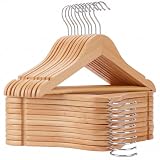 Uinicor Kids Wooden Hangers 20 Pack, Solid Wood Baby Hangers,12.6' Kids Hangers with Pants Bar,Shoulder Notches,Swivel Hooks,for Toddler Kids Clothes(Natural)