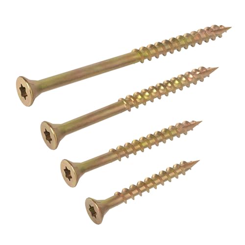 Image of Grip-Rite GCSASSTGLD Wood Screws, 335 Pieces, Alloy Steel, T-25 Star Drive, Flat Head, Zinc Finish, 1-5 /8 inch-3 inch Assorted Sizes