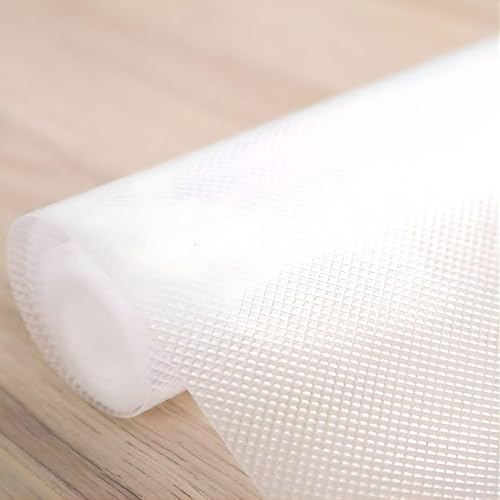 Image of Hian White EVA Food Grade Anti-Slip Shelf Liner 150x40 CM - Diamond Texture, Washable & Waterproof Drawer, Cabinet & Fridge Mat | Non-Slip Kitchen Shelf & Table Protector