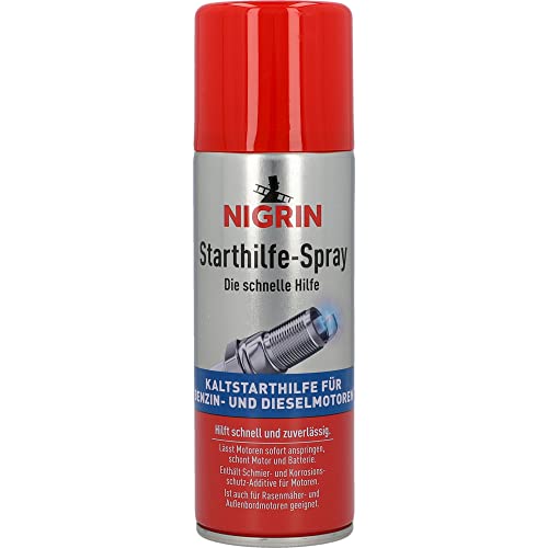 NIGRIN Starthilfespray, 6 x 200 ml, Kaltstarthilfe für Benzin- und Dieselmotoren, mit Schmier- und Korrosionsschutz-Additiven