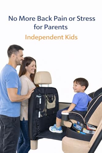 Image of Steppy Car Seat Step - Seat Protector Mat with Built-in Step & Back-of-Seat Tablet Holder - Helps Children Climb into Car Seat While Parked - Parent-Friendly, Easy to Clean
