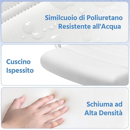 Sedia Ufficio Scrivania Bianca Ergonomica Ecopelle Altezza Regolabile Girevole a Rotelle Reclinabile per Computer Imbottita con Braccioli Portata 130 kg - Sedia gaming - Immagine 7