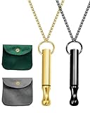 IPNSDON Collar de Respiración Set-2Pcs,Acero Inoxidable Reduce El Estrés,para Dejar de Fumar,Collar Respiración,Estrés,Alivio Ataque de Pánico,con 2 Bolsa Almacenamiento,Meditación(Plata+Negro)