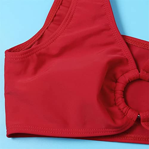 Conjunto de biquíni esportivo de cintura alta para meninas com estampa de deserto liso de verão, Ver