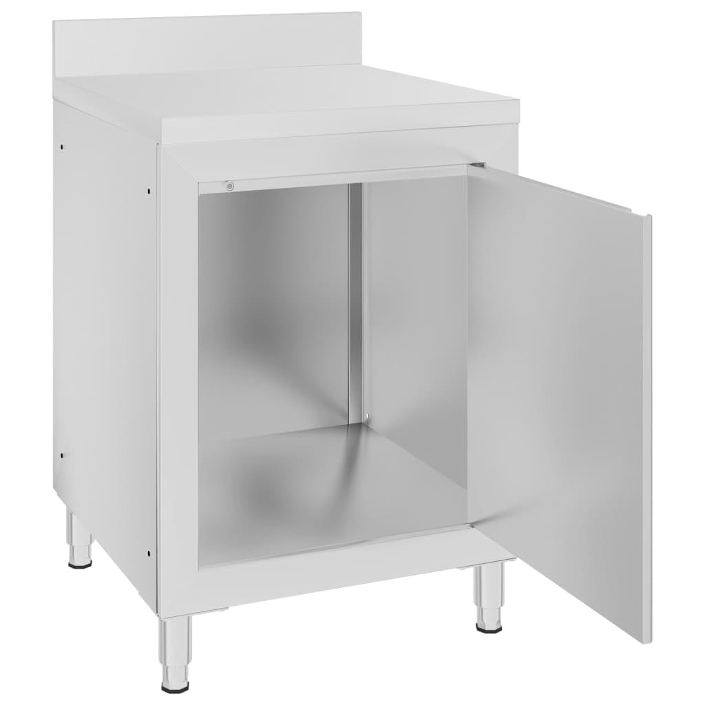 Tavolo da lavoro per gastronomia con armadio in acciaio inox, 60 x 60 x 96 cm, con inclinazione e piedini regolabili, per ristoranti, ristoranti, cucine, hotel, mense, stoccaggio e