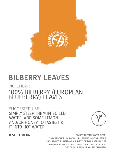 Fitness Health Bilberry Leaves Powder 25G - Phenolic Compounds - Pure Blueberry Powder - Make Smoothies Or Bowls - Premium Quality #TOP1