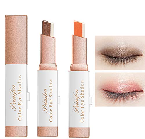 Eyeshadow Stick,Double Colors Eye Shadow Stick Glitter Shimmer Eyeshadow Gradient Eyeshadow Makeup Stick Waterproof Eyeshadow 2 styles (#4Earth Tone / #5 Orange)