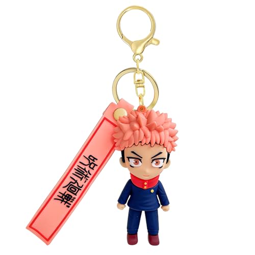 AmaaLeaf JJK Novelty Keychain Collectable Anime Mini Figure Fun Keyring Jewelry Gift for Men and Women (Yuji Itadori)