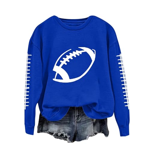 Football Sweatshirts for Women Crewneck Graphic Game Day Sweatshirt Long Sleeve Mom Shirts Gameday Outfits