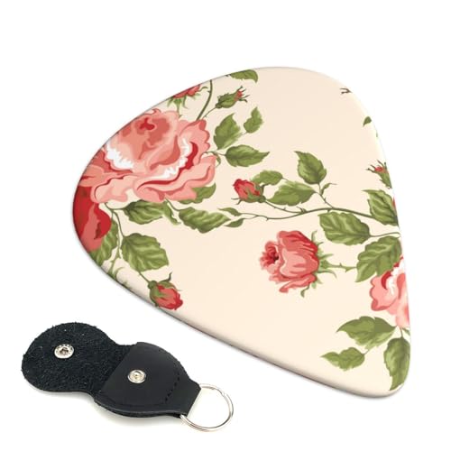 レトロフラワープリント かわいい漫画エレキギターピック Abs 素材エレアコ弦楽器 人差し指楽器ピック 6 個パック 0.46mm