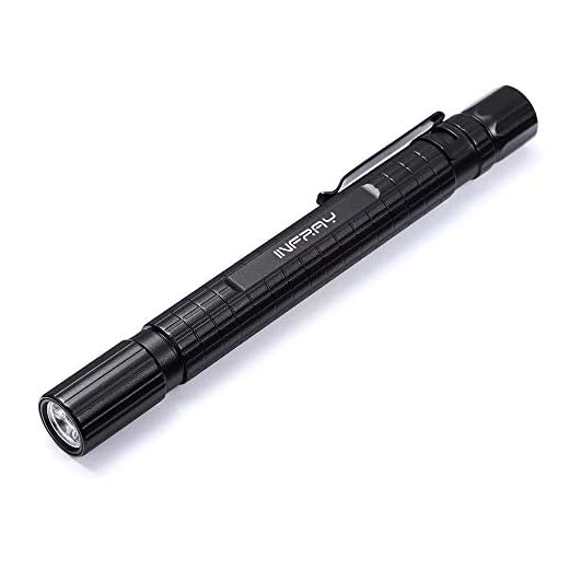 INFRAY LED Pen Light Flashlight, Zoomable, Small EDC 220 Lumens Penlight for Inspection, Repair, Camping. IPX5 Water-Resistant, 3 Modes (High, Low, Strobe)