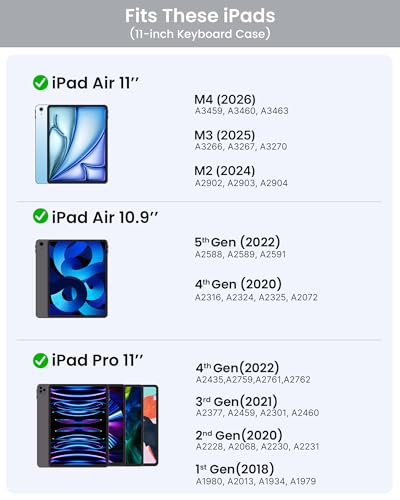 Image of typecase Edge Keyboard Case for iPad Air 11-inch(M4 /M3 /M2, 2026 /2025 /2024), iPad Pro 11 inch (4th /3rd /2nd /1st Gen) & iPad Air 10.9 inch 5 /4th Gen, Multi-Touch Trackpad, 11-Color Backlight, White