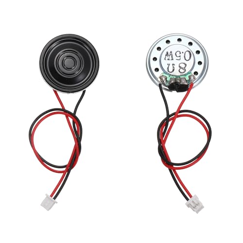 Image of sourcing map 2 Pcs 8 Ohm Small Speaker, 0.5W 20mm Diameter Metal Shell Round Magnet Tiny Speaker with 100mm Terminal Wire Micro Internal for DVD, EVD, Mini Home Audio Loudspeaker