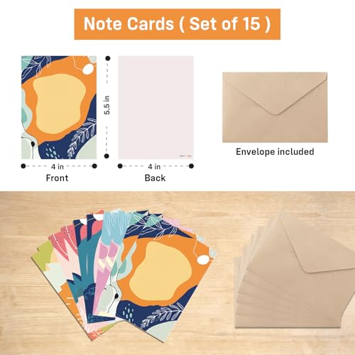 Image of Party Propz Blank Cards With Envelopes - Set of 15 Pcs Best Wishes Card For Gift Packing | Notecards With Envelopes | Greeting Card Paper | Multicolour (Cardstock)