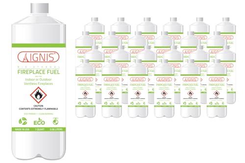 Ignis Ethanol Fuel Fireplace Fuel 24 1-Quart Bottle Pack for Ventless Ethanol Fireplaces