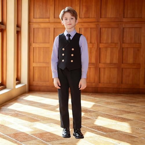 Traje de niño uniforme escolar con chaleco pantalones y camisa 3