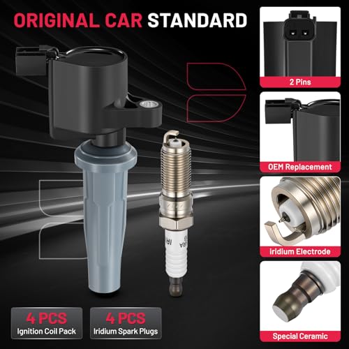BDFHYK Ignition Coil Pack UF621 and Iridium Spark Plugs 5019 Compatible with Lincoln MKZ, Mariner Milan, Fusion Transit Connect Escape C-Max,Compatible with Mazda Tribute 2.0L 2.5L L4 DG522,Set of 4 by BDFHYK - Image 4