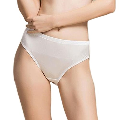 MESHIKAIER Elegant Damen Seide Taillenslips Damen Nahtlos Weich Unterhose Slip Panties Hipsters (Weiß, L) Cover