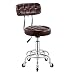 Chair Codzienny dom sztuczna skóra kuchnia bar śniadanie z oparciem, bardzo gruba 10 cm wyściółka regulowana wysokość 5 kółek, stołek roboczy Beauty Roller stołki (kolor: Brązowy, rozmiar: 44-56 cm)