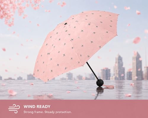 Image of Umbrella, Mini Folding Windproof & Compact UV Umbrella for Sun Protection Rain Windproof Strong Large 3 Fold for Women Handbags,3 Fold for Men Women, Stylish & Compact