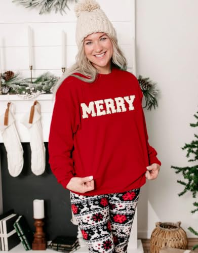 Merry Chenille Letter Oversized Christmas Sweatshirt - Image 2
