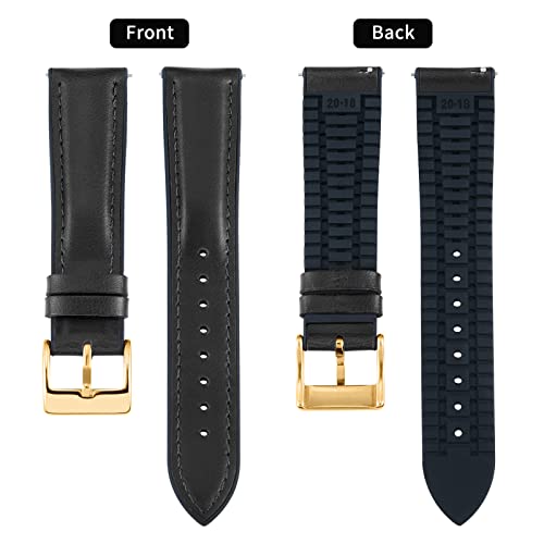 Image of BINLUN Leather Watch Band 14mm 16mm 18mm 19mm 20mm 21mm 22mm Quick Release Premium Oil Wax Leather and Breathable Silicone Hybrid Watch Bands Replacement Strap for Men Women