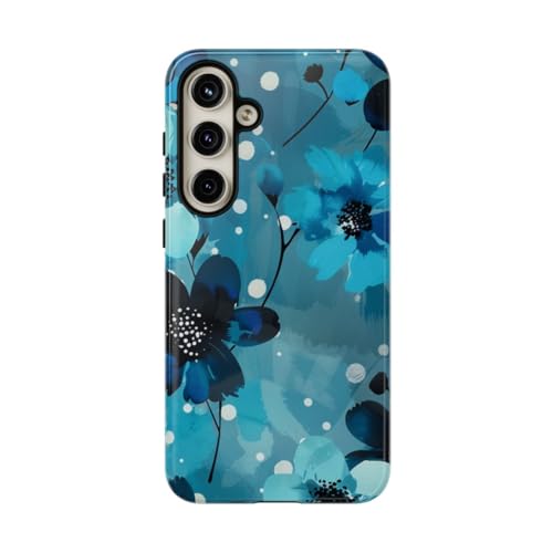 Coque Samsung S24 Plus motif floral bleu pois protection rigide