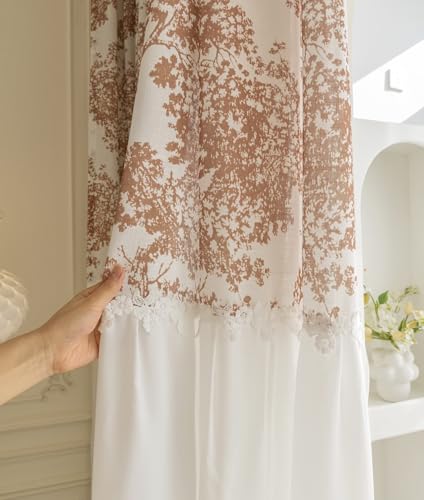 Rideaux transparents en voile patchwork fleurs coton polyester - 6