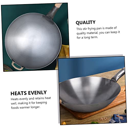 Wok de acero inoxidable con mango de madera y antiadherente miniatura 6