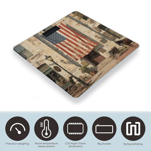 Báscula digital para baño con bandera de EE.UU. y vidrio templado miniatura 3