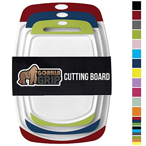 Gorilla Grip Original Oversized Cutting Board, 3 Piece, BPA Free, Dishwasher Safe, Juice