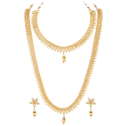 Image of Peora Gold Plated Bridal Jewellery Set with Kamarband Gift for Women Indian Traditional Ethnic Wedding