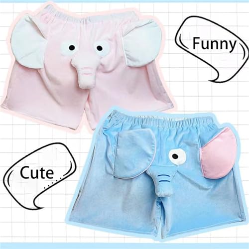 Elephant Pants for Men & Women, Funny Cartoon Elephant Soft Pajama Pants, Cute Shorts for Couple Loose Fit, Plus Size3