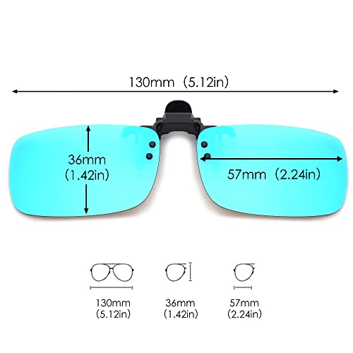 JM Polarized Clip on Sunglasses Frameless Flip Up Lens for Prescription Glasses Mirror Blue2