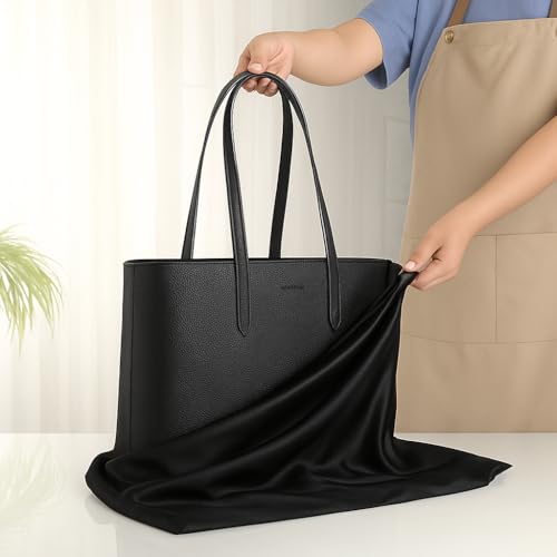 Image of Silk Dust Bag for Handbag, Purses, Shoes, Boots - Silk Drawstring Dustproof Storage Pouch, Reusable and Travel Organizers (6, Black, 16in x 20in)