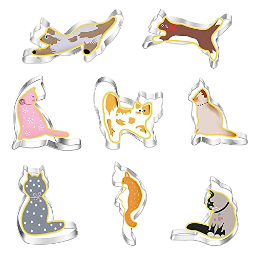 8 Stück Edelstahl Keksausstecher Plätzchenausstecher Set Ausstechform für Kinder DIY Ausstechform Tiere Zum Kinder Backen Fondant Katzenform,Ausstecherke Ksausstecher,Backen Fondant Cookie Keks Cover