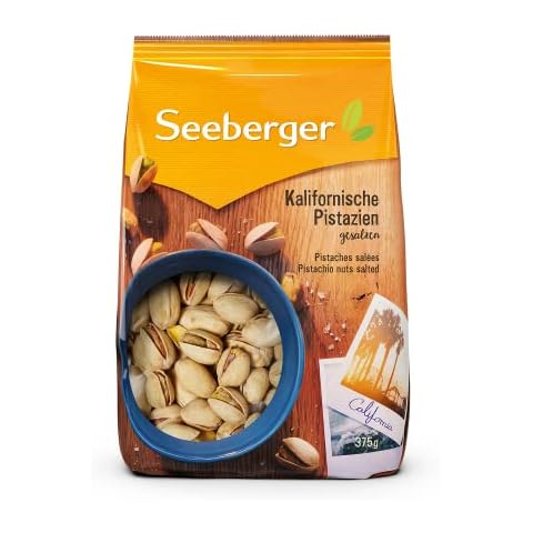 Seeberger Pistazien geröstet & gesalzen 7er Pack, Knackige Pistazienkerne aus Kalifornien feinstens veredelt - intensiv-nussiges Aroma Cover