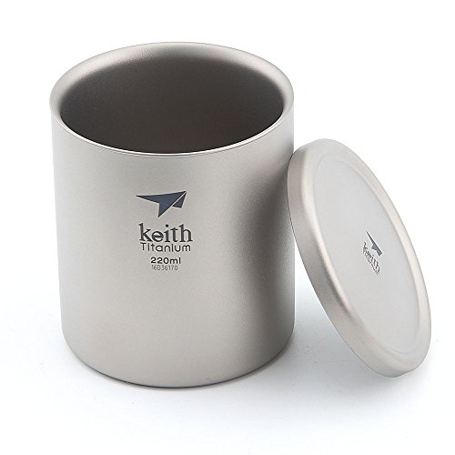 Keith 220ml/600ml Titanium Mug Vacuum Cup Double Walled Ultralight Titanium Mugs Cups Lightweight Portable Camping Hiking (Ti3301-220ml) - Image 2
